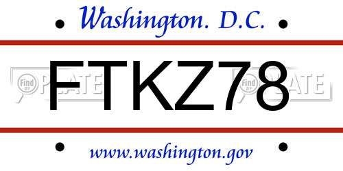 FTKZ78 District Of Columbia License Plate