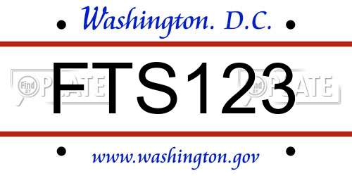 FTS123 District Of Columbia License Plate