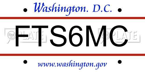 FTS6MC District Of Columbia License Plate