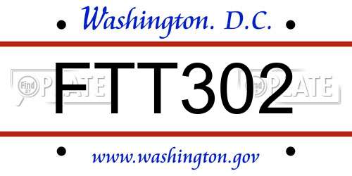 FTT302 District Of Columbia License Plate