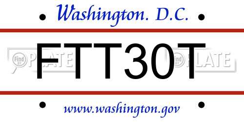 FTT30T District Of Columbia License Plate