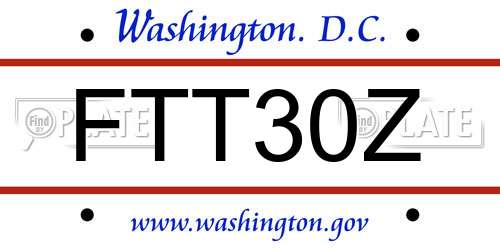FTT30Z District Of Columbia License Plate