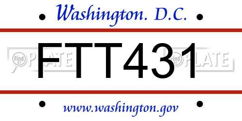 FTT431 District Of Columbia License Plate