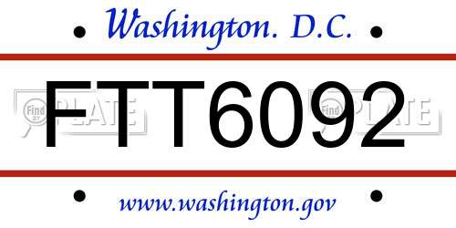 FTT6092 District Of Columbia License Plate