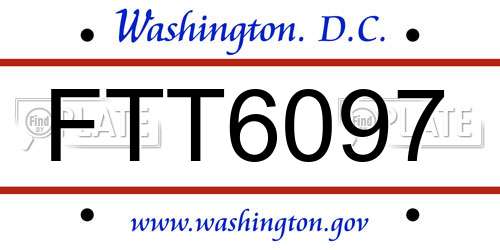 FTT6097 District Of Columbia License Plate