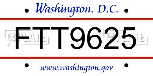 FTT9625 District Of Columbia License Plate