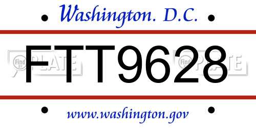 FTT9628 District Of Columbia License Plate