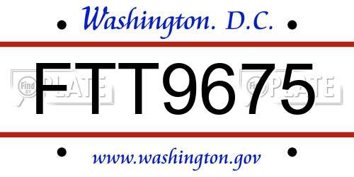 FTT9675 District Of Columbia License Plate