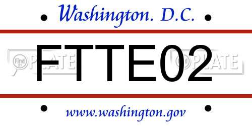 FTTE02 District Of Columbia License Plate