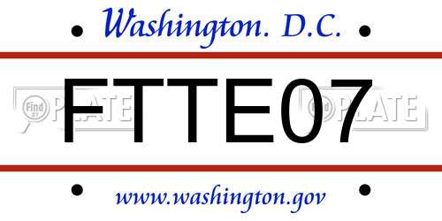 FTTE07 District Of Columbia License Plate