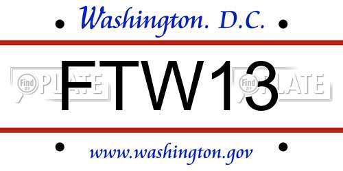 FTW13 District Of Columbia License Plate