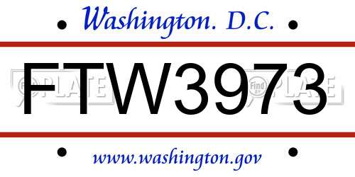 FTW3973 District Of Columbia License Plate