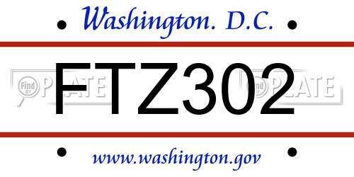 FTZ302 District Of Columbia License Plate