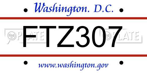 FTZ307 District Of Columbia License Plate