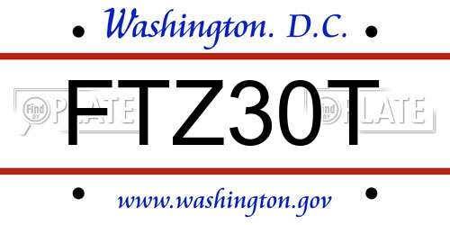 FTZ30T District Of Columbia License Plate