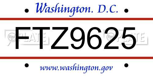 FTZ9625 District Of Columbia License Plate