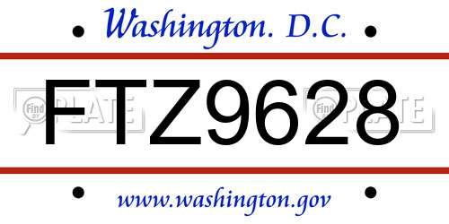 FTZ9628 District Of Columbia License Plate