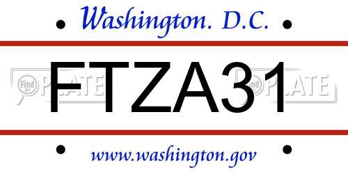 FTZA31 District Of Columbia License Plate