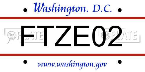 FTZE02 District Of Columbia License Plate