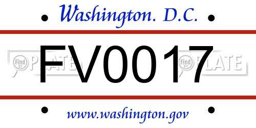 FV0017 District Of Columbia License Plate