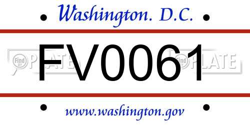 FV0061 District Of Columbia License Plate