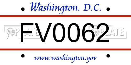 FV0062 District Of Columbia License Plate