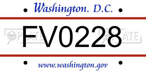 FV0228 District Of Columbia License Plate