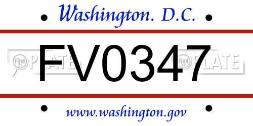 FV0347 District Of Columbia License Plate