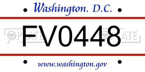 FV0448 District Of Columbia License Plate