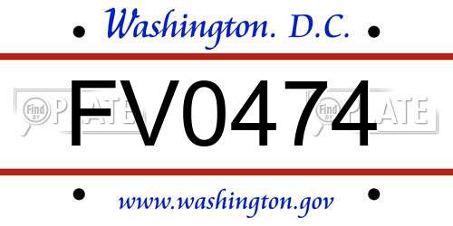 FV0474 District Of Columbia License Plate
