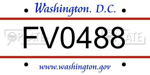 FV0488 District Of Columbia License Plate