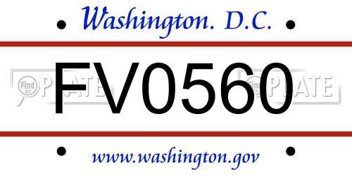 FV0560 District Of Columbia License Plate