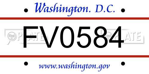 FV0584 District Of Columbia License Plate