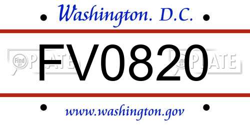 FV0820 District Of Columbia License Plate