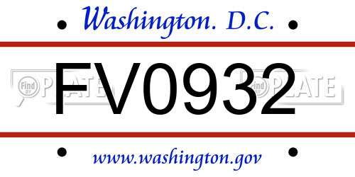 FV0932 District Of Columbia License Plate