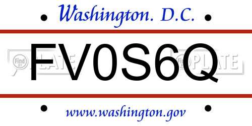 FV0S6Q District Of Columbia License Plate