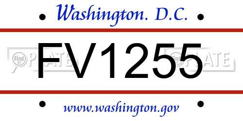 FV1255 District Of Columbia License Plate