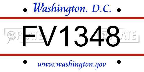 FV1348 District Of Columbia License Plate