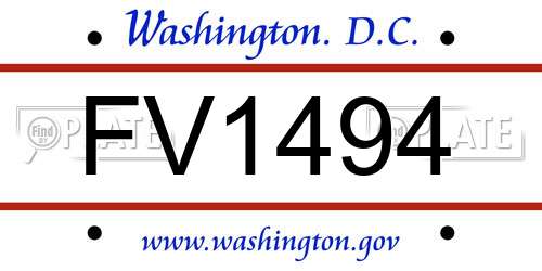 FV1494 District Of Columbia License Plate