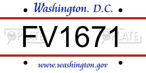 FV1671 District Of Columbia License Plate