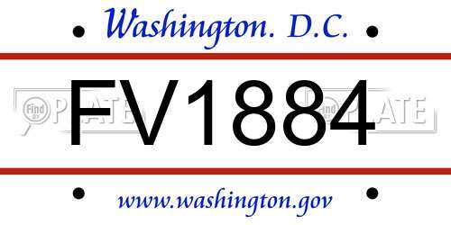 FV1884 District Of Columbia License Plate