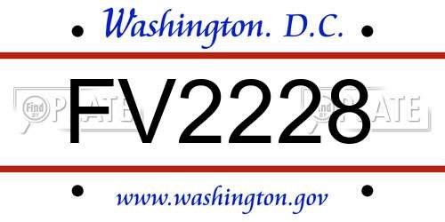 FV2228 District Of Columbia License Plate