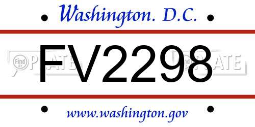 FV2298 District Of Columbia License Plate
