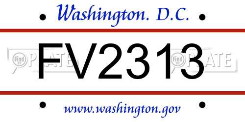FV2313 District Of Columbia License Plate