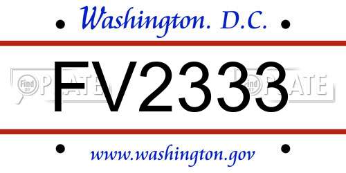 FV2333 District Of Columbia License Plate
