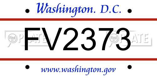 FV2373 District Of Columbia License Plate