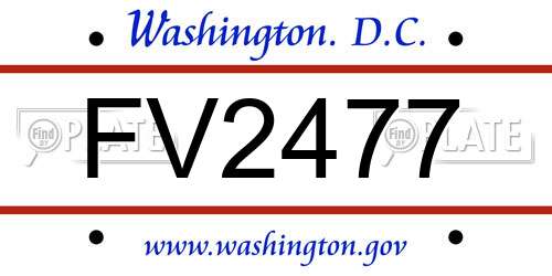 FV2477 District Of Columbia License Plate