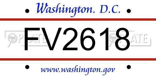FV2618 District Of Columbia License Plate