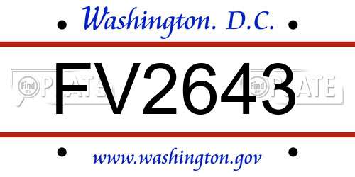 FV2643 District Of Columbia License Plate