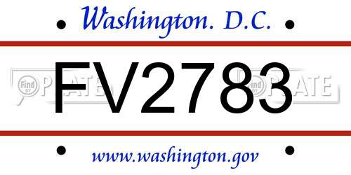 FV2783 District Of Columbia License Plate